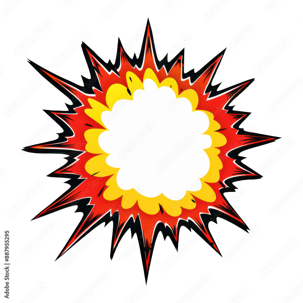 Dynamic Blank Speech Bubble in Comic Style with Red and Yellow Explosive Burst. Dynamic Blank Speech Bubble in Comic Style with Red and Yellow Explosive Burst.