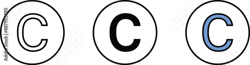 Copyright icon, Symbol in lined and colored style. Vector illustration
