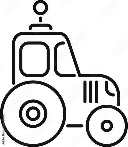 Simple icon of a smart farm tractor with antenna, representing innovation in agriculture