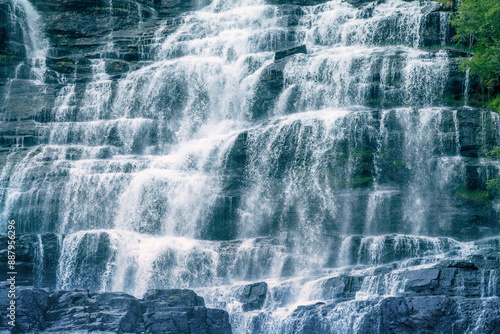 Beautiful waterfall cascade. Tvindefossen. Tvinnevegen, Skulestadmo, Norway