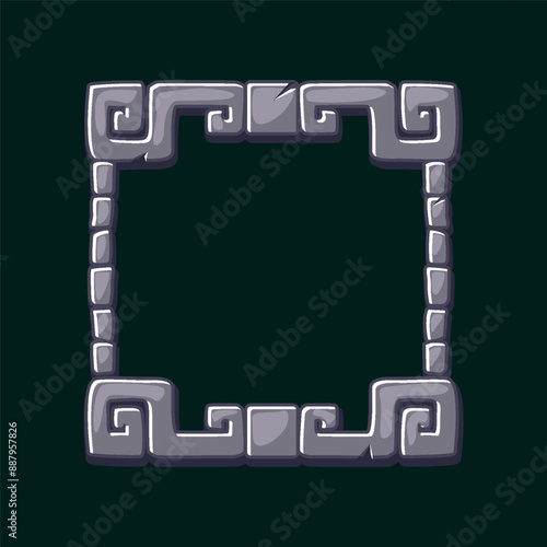Maya Stone board, Aztec carton game frame. Maya tribal symbols. Ancient granite frame design element. APP frame for your icons