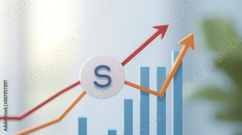 Soft gradient primary colors surrounding an SEO graph, representing effective campaigns, flat design illustration, high-resolution photo, realistic photo, cinematography photo