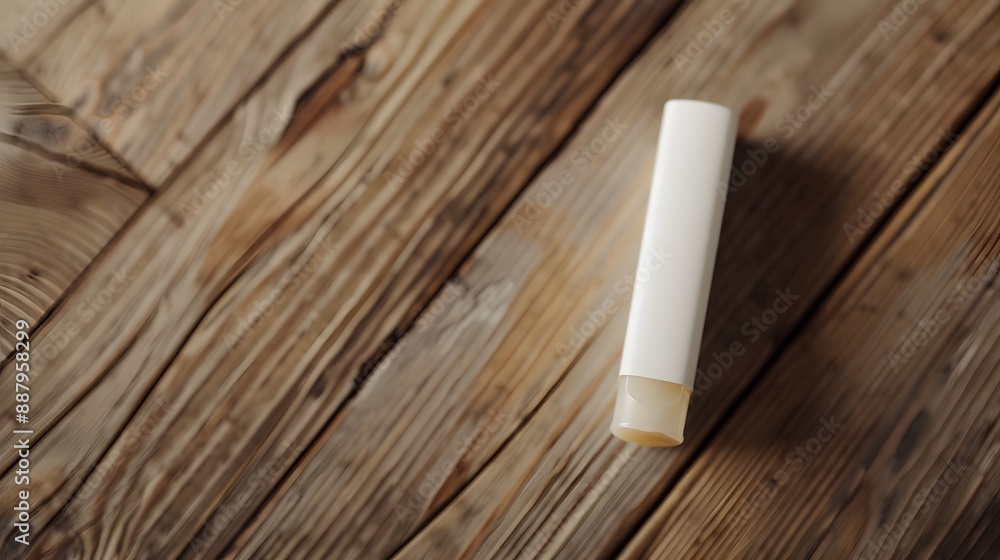 Blank Label Lip Balm Tube: A minimalist lip balm tube with no label on a wooden surface.
Blank Label Lip Balm Tube: A minimalist lip balm tube with no label on a wooden surface.