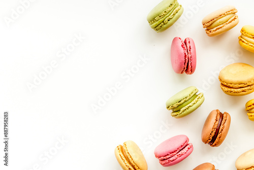 Wallpaper Mural Macarons dessert pattern on white background top view copy space Torontodigital.ca