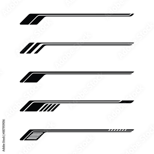 Set of racing geometry striped vehicle wrap decals