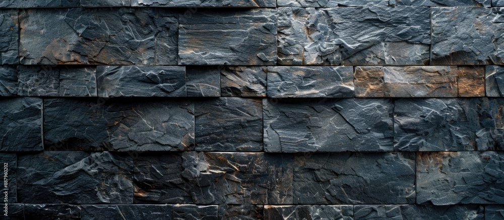 Block stones constructed an empty black brick wall forming exquisite patterns perfect for a copy space image suitable for banners or wallpapers captured in a close up horizontal shot Block stones constructed an empty black brick wall forming exquisite patterns perfect for a copy space image suitable for banners or wallpapers captured in a close up horizontal shot