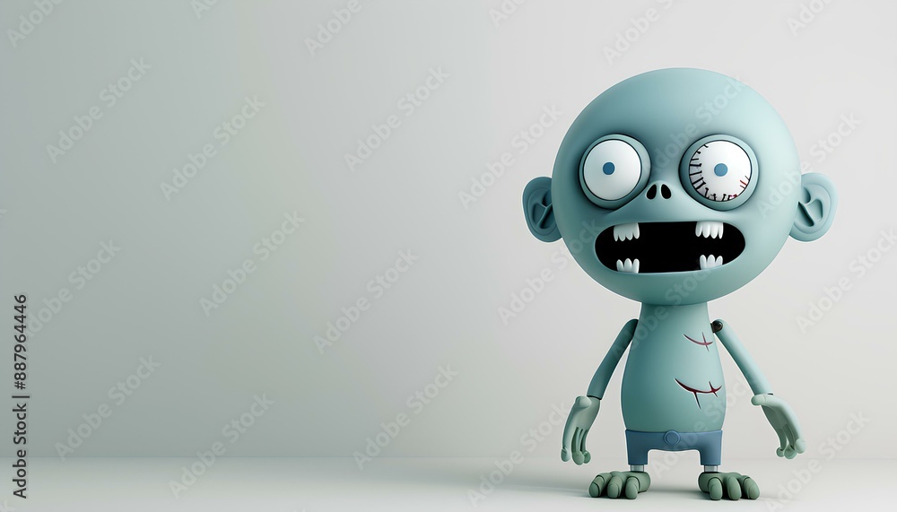 A quirky 3D cartoon render of a horrified zombie character. A quirky 3D cartoon render of a horrified zombie character.