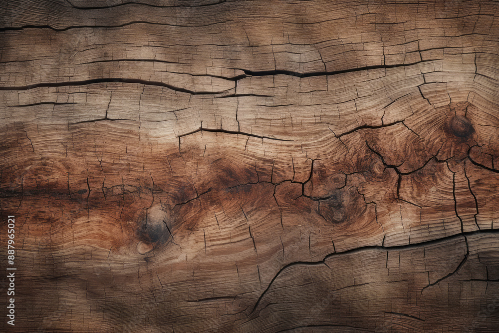 Naklejka premium Processed collage of old cracked brown wood material texture. Background for banner, backdrop