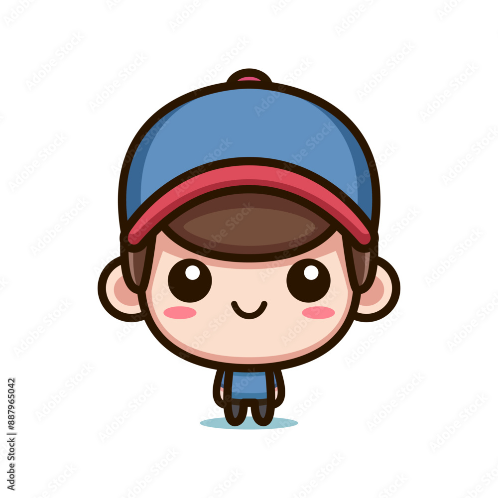 cute boy wearing blue hat cartoon character vector illustration template design cute boy wearing blue hat cartoon character vector illustration template design
