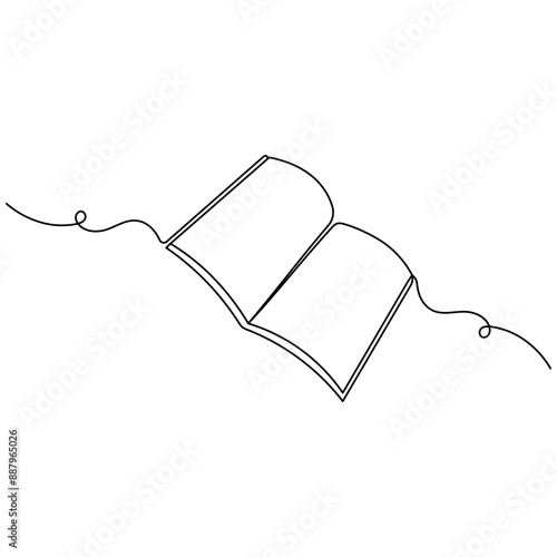 
Book  continuous one line drawing outline vector illustration
