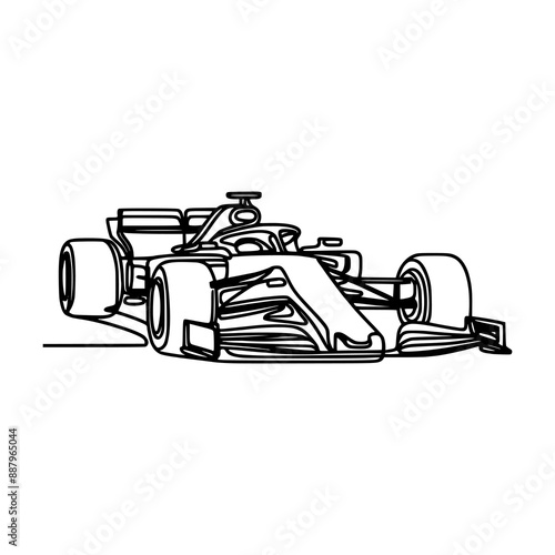 one line continuous racing car f1 sport vector illustration template design