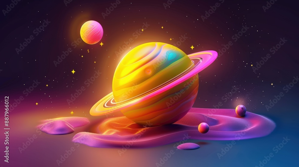 Fototapeta premium Colorful Abstract Planets in a Cosmic Galaxy Setting