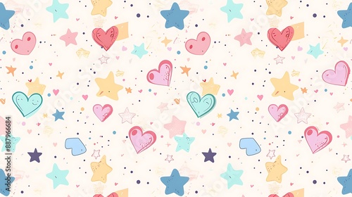 Cute Stars and Hearts Pattern