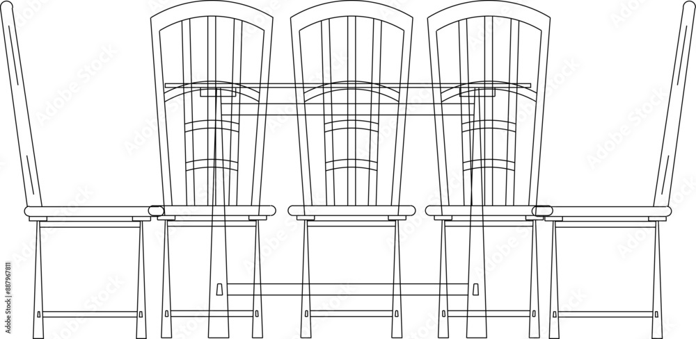 Vector silhouette illustration sketch of detailed drawing of dining room interior design with dining table Vector silhouette illustration sketch of detailed drawing of dining room interior design with dining table