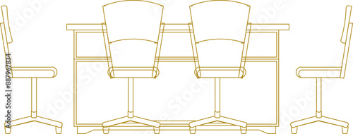 Vector silhouette illustration sketch of detailed drawing of dining room interior design with dining table