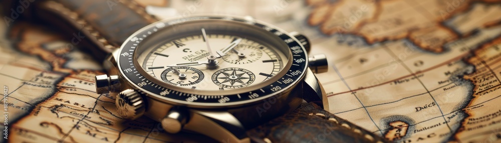 Timeless Exploration - Monochrome Retro Watch with Compass and Map Overlay in Elegant Digital Art Timeless Exploration - Monochrome Retro Watch with Compass and Map Overlay in Elegant Digital Art