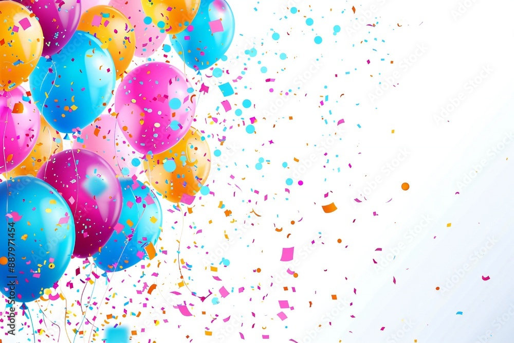 Celebration background with balloons and confetti, isolated on white background Generative Ai Celebration background with balloons and confetti, isolated on white background Generative Ai