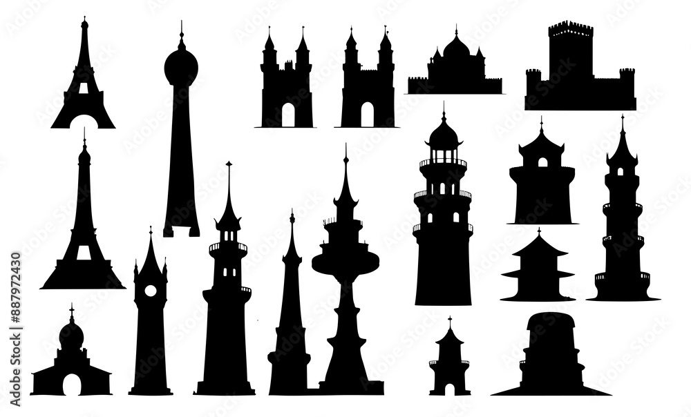 Fototapeta premium tower silhouette stock illustration