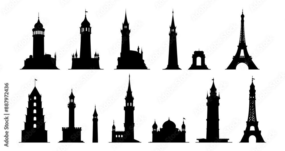 Fototapeta premium tower silhouette stock illustration