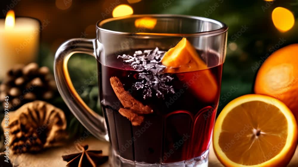 Warm up with a cozy mug of mulled wine and a slice of orange Warm up with a cozy mug of mulled wine and a slice of orange
