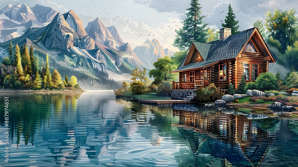 Fototapeta premium Cabin on the Lake