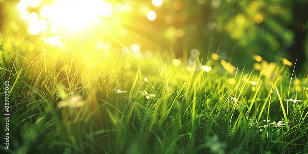 Lush Meadow Sunlit with Vibrant Spring Colors Lush Meadow Sunlit with Vibrant Spring Colors