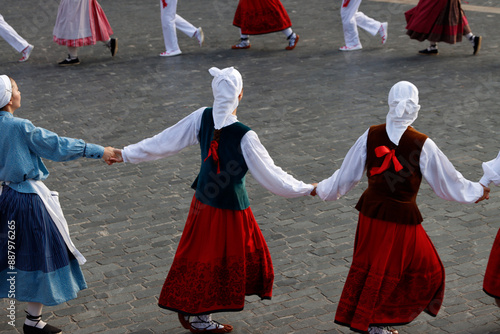 Basque folk dancers during a performance