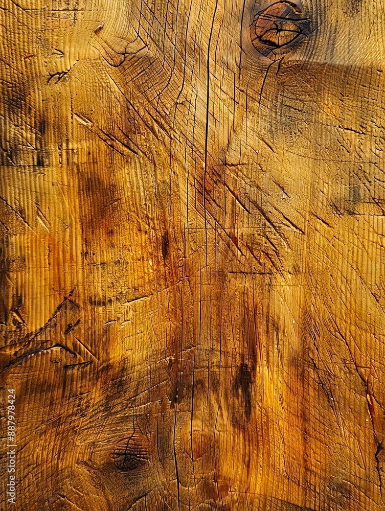 Naklejka premium A close up of a wooden table with brown paint.