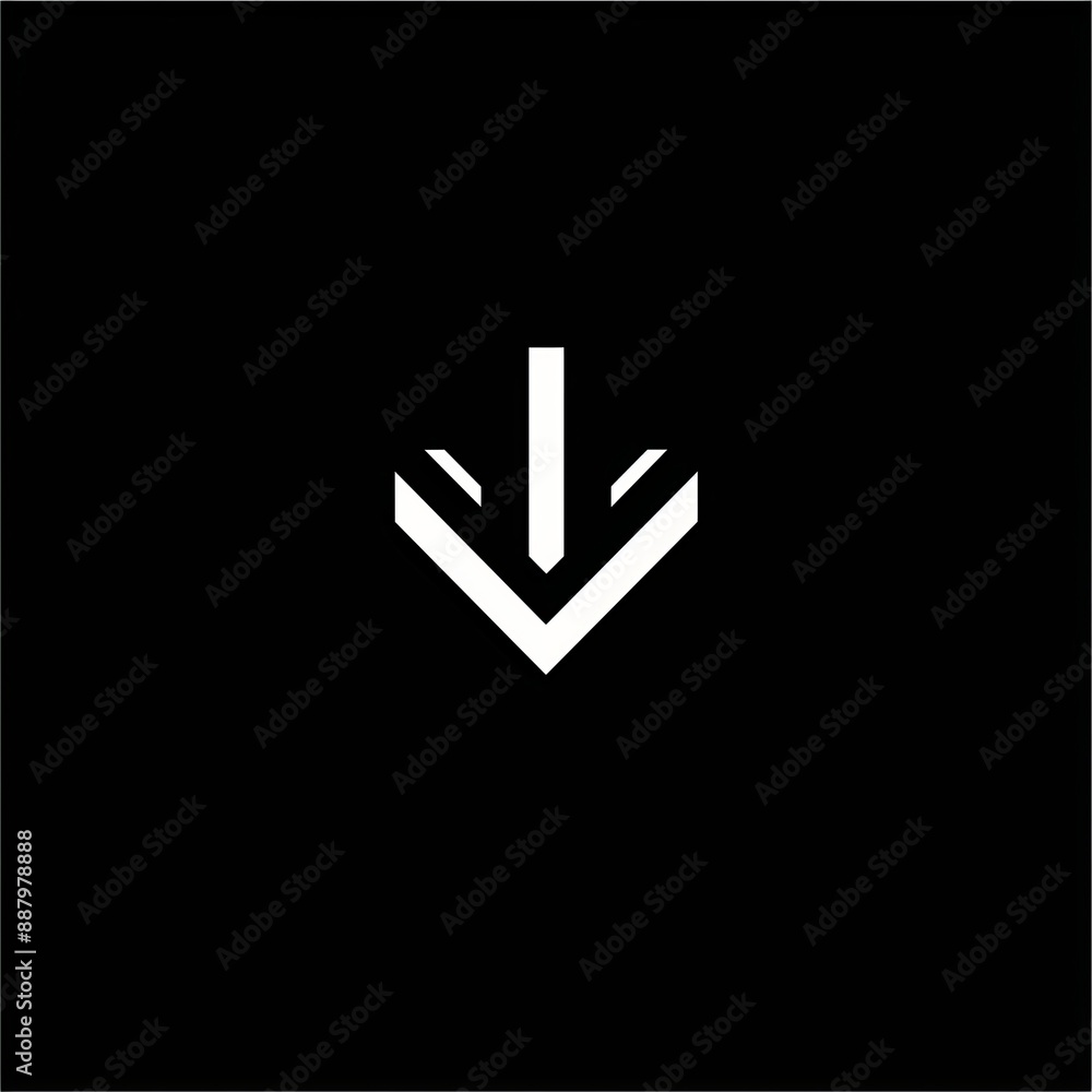 Minimalist Downward Arrow Icon on a Black Background Minimalist Downward Arrow Icon on a Black Background
