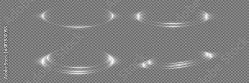 Light white whirlwind. White line curve light effect. On a transparent background.