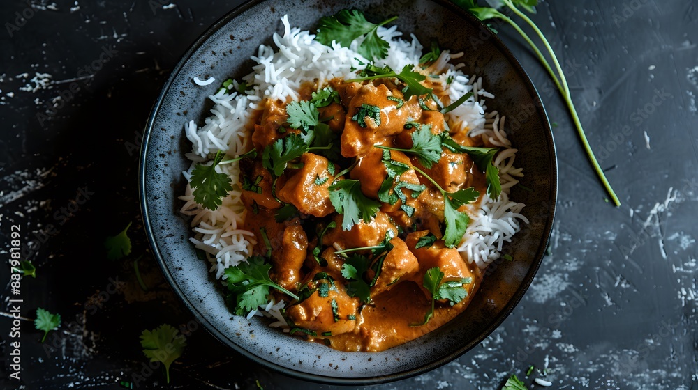 Indian butter chicken with fragrant basmati rice Indian butter chicken with fragrant basmati rice