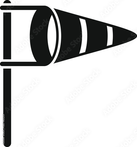 Simple icon representing a windsock blowing in the wind