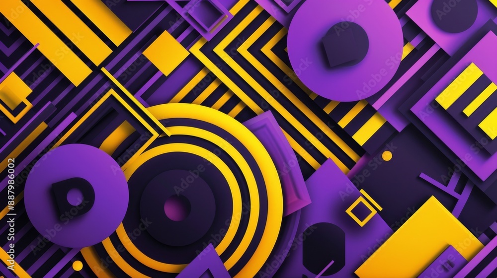 Abstract Geometric Pattern with Purple and Yellow Shapes. Abstract Geometric Pattern with Purple and Yellow Shapes.