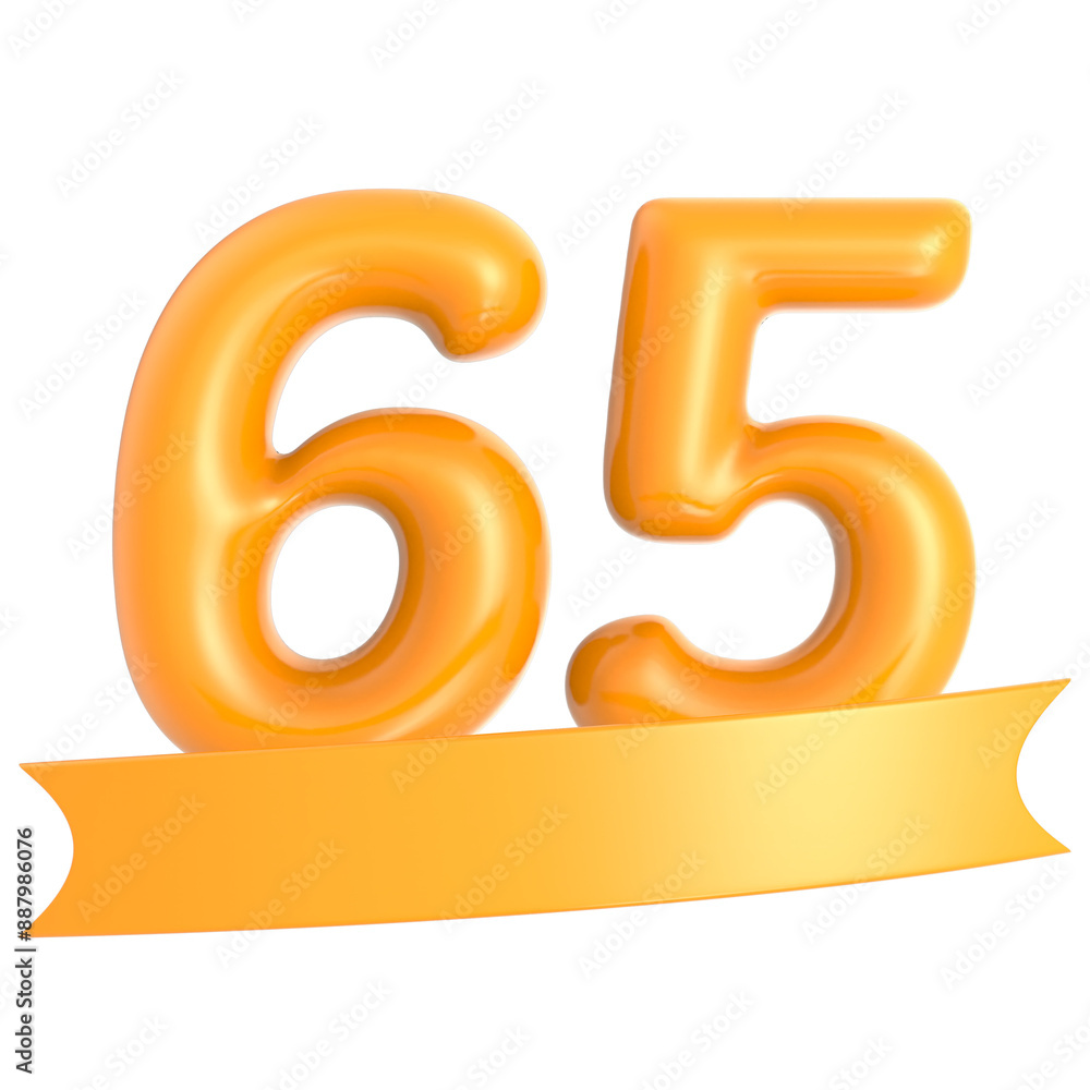 Happy Anniversary Number 65 Year Yellow 3D Render Happy Anniversary Number 65 Year Yellow 3D Render
