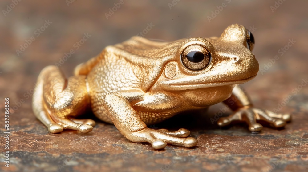 Detailed close up of a magnificent golden frog revealing intricate and captivating features, banner Detailed close up of a magnificent golden frog revealing intricate and captivating features, banner