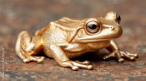 Detailed close up of a magnificent golden frog revealing intricate and captivating features, banner