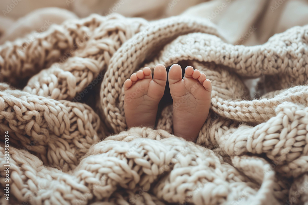 Cozy Baby Feet Nestled in Soft, Knitted Blankets, Radiating Warmth and Comfort Cozy Baby Feet Nestled in Soft, Knitted Blankets, Radiating Warmth and Comfort