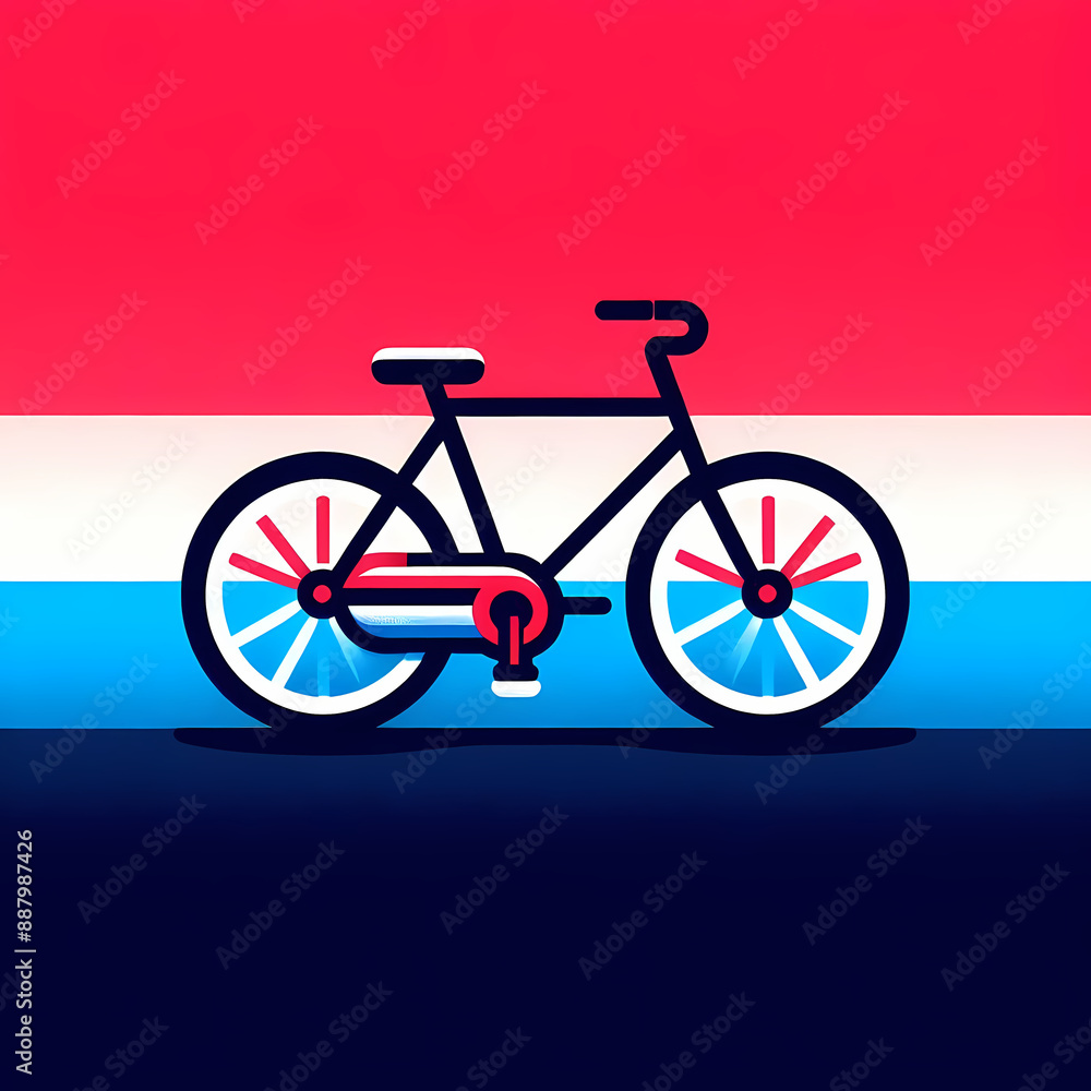 Fototapeta premium vector graphic bicycle red white blue gradient background