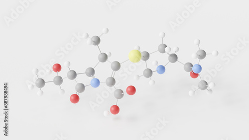 meropenem molecule 3d, molecular structure, ball and stick model, structural chemical formula antibiotic photo