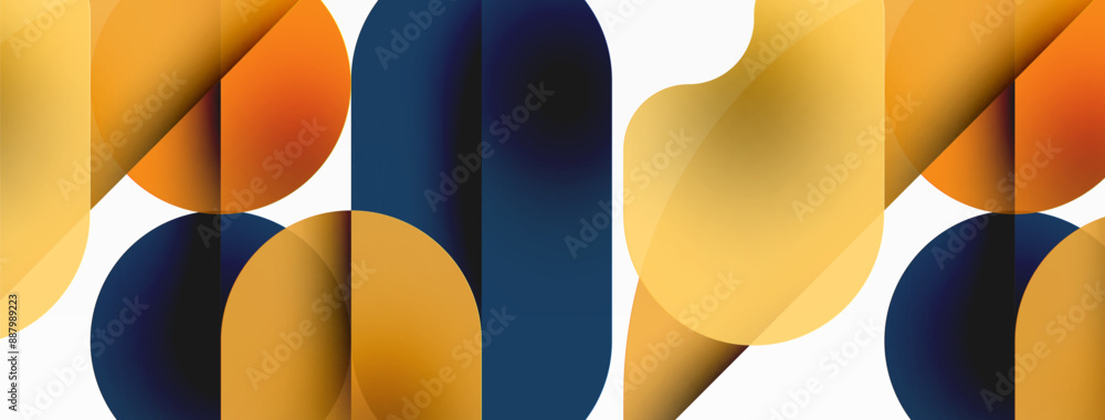Circles and round shapes geometric minimal background. Transparent geometric shapes composition for wallpaper, banner, background or landing Circles and round shapes geometric minimal background. Transparent geometric shapes composition for wallpaper, banner, background or landing