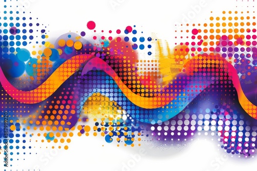 Wallpaper Mural Vibrant abstract art with dynamic shapes and colorful splashes, symbolizing creativity and energy, set against a white background. Torontodigital.ca