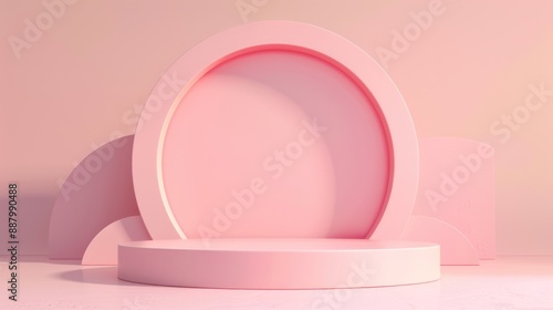 Pink podium background for product presentation. © Grigor
