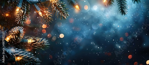 Wallpaper Mural Christmas garland with small light bulbs on a shiny dark background perfect for a festive copy space image Torontodigital.ca