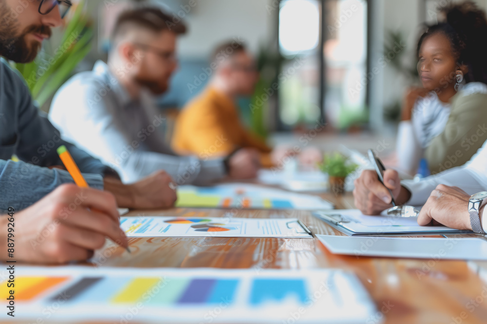 A group of businesspeople brainstorming ideas in a modern office space, copy space. A group of businesspeople brainstorming ideas in a modern office space, copy space.