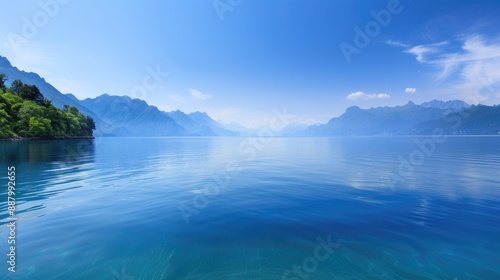 Tranquil Lake Scene with Verdant Mountains