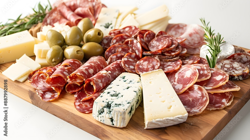 Elegant charcuterie board with assorted cheeses and meats Elegant charcuterie board with assorted cheeses and meats
