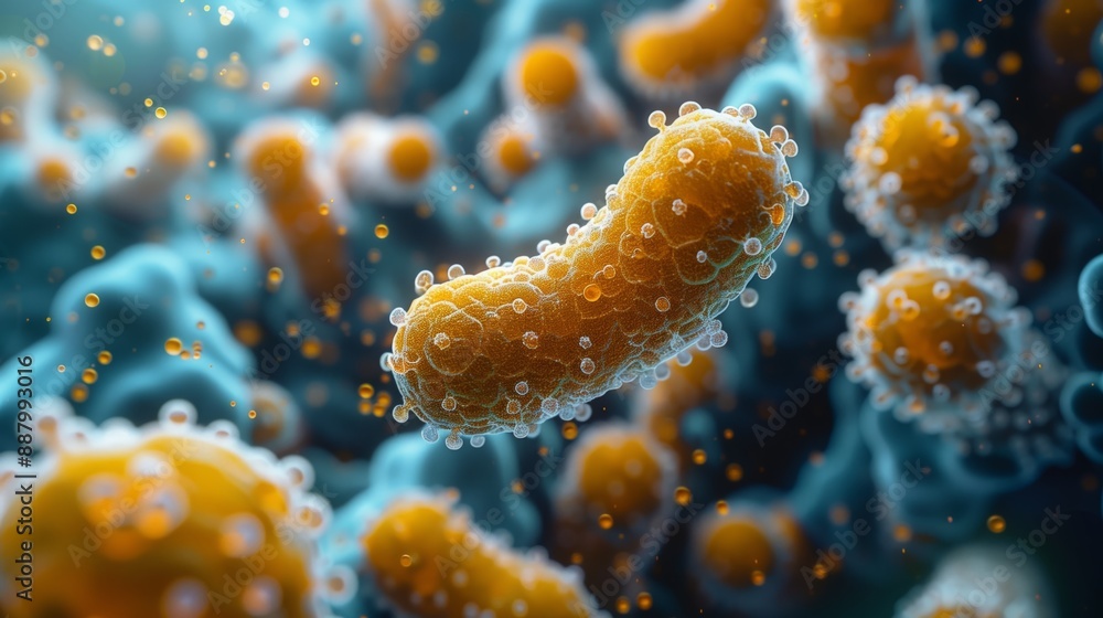 A close-up microscopic view of microorganisms used in wastewater treatment. A close-up microscopic view of microorganisms used in wastewater treatment.