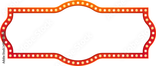 Light Frame with Electric Bulbs. Horizontal Retro Sign. Isolated Element