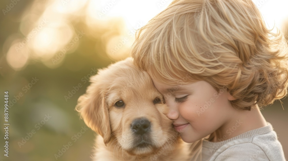 Heartwarming Affection Between Girl and Golden Retriever Puppy Heartwarming Affection Between Girl and Golden Retriever Puppy