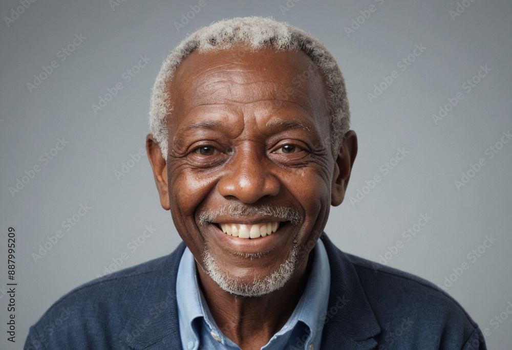 Portrait view of a regular happy smiling Angola old man, ultra realistic, candid, social media, avatar image, plain solid background Portrait view of a regular happy smiling Angola old man, ultra realistic, candid, social media, avatar image, plain solid background